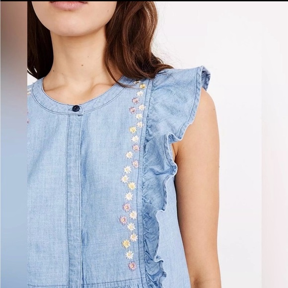 Madewell chambray embroidered tank - Picture 6 of 10